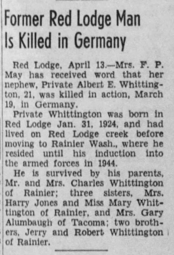 Albert e. Whittington obit